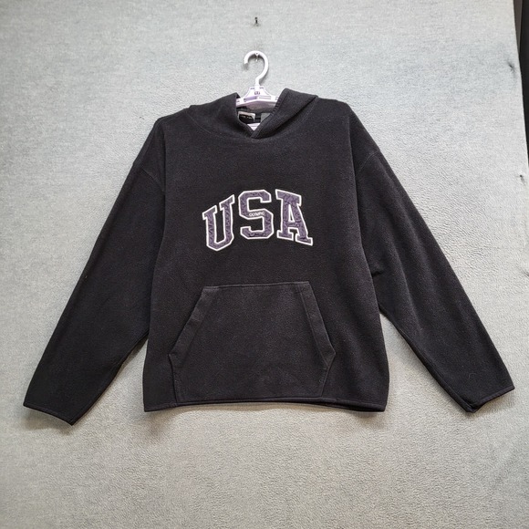 Olympic USA Men Sweatshirt XL Black Hoodie Fleece Sherpa Embroidered Pullover - Picture 1 of 10